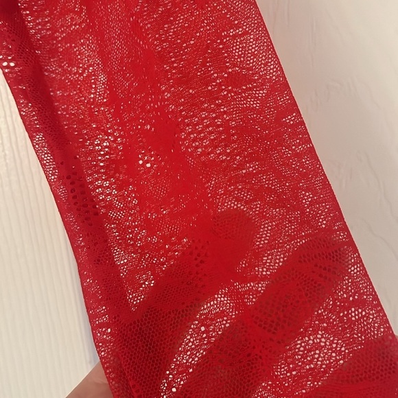 By Anthropologie floral lace bodysuit in red  - size small - Picture 9 of 12